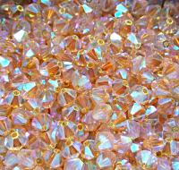 5mm Light Peach 2X Aurore Boreale Swarovski Bicone 12/36/72/144/432/720 Pieces (362) rainbow beads, jewelry making, couture embellishments