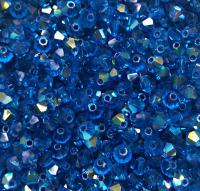 Swarovski (3/4mm) Capri Blue AB Bicones beads 36/72/144/432/720 Pieces rainbow beads, jewelry making, couture embellishments, embroidery