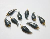 Vintage styled Chili Handmade Dangle in glass 25 mm long in Opaque Dark Gray (6 pieces)