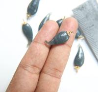 Vintage styled Chili Handmade Dangle in glass 25 mm long in Opaque Dark Gray (6 pieces)