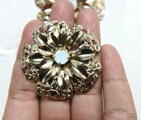 48 mm Vintage Gold Swarovski White Opal Flat Back Embellishment, Flower Centers, DIY, Hair Bow Supplies 1/2/6 Pieces wedding decorations