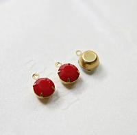 Swarovski 7mm Round setting drop one loop in Dark Coral Red 34ss (396) 6/12/24/100/300 Pieces jewelry supplies in Brass/Vintage Black