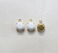 Swarovski 7mm Round setting drop one loop in Chalk White 34ss (279) 6/12/24/100/300 Pieces jewelry supplies in Brass/Vintage Black premium