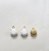 Swarovski 7mm Round setting drop one loop in Chalk White 34ss (279) 6/12/24/100/300 Pieces jewelry supplies in Brass/Vintage Black premium