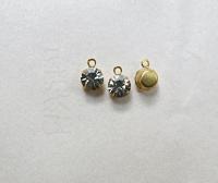 Swarovski 6mm Round setting drop one loop in Crystal Silver Shade 28ss 12/24/100/500 Pieces jewelry supplies in Brass/Vintage Black