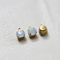 Swarovski 6mm Round setting drop one loop in White Opal (234) 28ss 12/24/100/500 Pieces jewelry supplies in Brass/Vintage Black jewel making