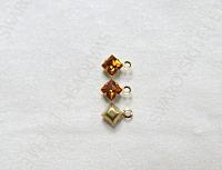 Swarovski 4mm fancy stone square setting drop one loop in Topaz (203) 6/12/36/144/720 Pieces jewelry supplies in Brass/Vintage Black