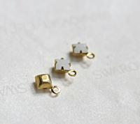 Swarovski 4mm fancy stone square setting drop one loop White Alabaster (281) 6/12/36/144/720 Pieces jewelry supplies in Brass/Vintage Black