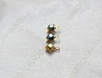 Swarovski 4mm fancy stone square setting drop one loop in Jet Hematite 6/12/36/144/720 Pieces jewelry supplies in Brass/Vintage Black