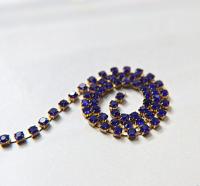12 SS Rhinestone Chain Vintage Glass Pressed Chatons Royal Blue 3mm 1/2/5/15 Meters