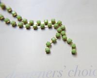 16 SS Rhinestone Chain Vintage Glass Pressed Chatons Peridot Opaque (4mm) 1/2/5/15 Meters vintage findings, strass chains, craft supplies