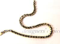 4mm Square Swarovski fancy Rhinestone Chain in Black Diamond 0.5/1 Meter Brass/Vintage Black Settings Wedding Bridal Supplies|Decoration