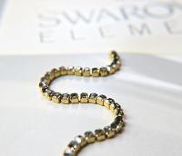 4mm Square Swarovski fancy Rhinestone Chain in Black Diamond 0.5/1 Meter Brass/Vintage Black Settings Wedding Bridal Supplies|Decoration