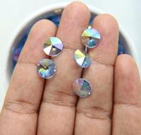10mm SWAROVSKI 6428 Rivoli Crystal Pendant Beads in Light Sapphire AB 2/4/24/72/144 Pieces drops embellishments, vintage premium findings