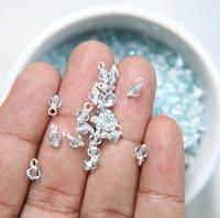 4mm Swarovski Light Azore crystal dangles in Sterling Silver wire wrapped- charms- drops- jewelry making 72/144/432/1000Pieces
