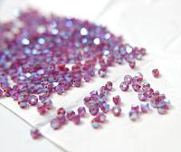 Swarovski (4mm) Ruby AB 2X FC Bicones Beads Rainbow 36/72/144/432/720 Pieces (501) rainbow beads, jewelry making, couture embellishments