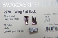 Swarovski 2770 16x9.5mm Wing Flatback hotfix Light Rose 1/6/24/72 Pieces