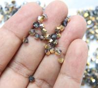 4mm Crystal Aurum Half Preciosa Bicones 36/72/144/432/720 Pieces Jewelry making beads, golden beads, rare findings, vintage supplies