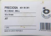 10x9MM Jet Preciosa Bell Beads Vintage 6/24/72 Pieces Article 451 56 301 fancy beads, jewelry making beads