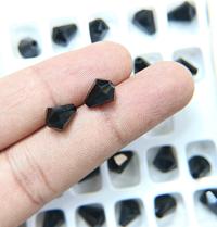 9x8MM Jet Preciosa Bell Beads Vintage 6/24/72 Pieces Article 451 56 301 fancy beads, jewelry making beads, vintage black crystal chandelier