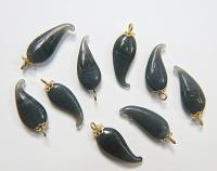 Vintage styled Chili Handmade Dangle in glass 25 mm long in Opaque Dark Gray (6 pieces)