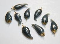 Vintage styled Chili Handmade Dangle in glass 25 mm long in Opaque Dark Gray (6 pieces)