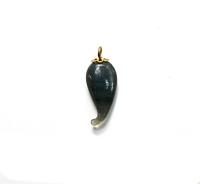 Vintage styled Chili Handmade Dangle in glass 25 mm long in Opaque Dark Gray (6 pieces)