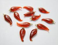 Vintage styled Chili Handmade Dangle in glass 25 mm long in Opal Saddle Brown (6 pieces)