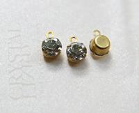 Swarovski 6mm Round setting drop one loop in Crystal Silver Shade 28ss 12/24/100/500 Pieces jewelry supplies in Brass/Vintage Black