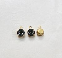 Swarovski 6mm Round setting drop one loop in Black Diamond (215) 28ss 12/24/100/500 Pieces jewelry supplies in Brass/Vintage Black vintage