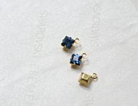 Swarovski 4mm fancy stone square setting drop one loop in Montana (207) 6/12/36/144/720 Pieces jewelry supplies in Brass/Vintage Black
