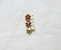Swarovski 4mm fancy stone square setting drop one loop in Topaz (203) 6/12/36/144/720 Pieces jewelry supplies in Brass/Vintage Black