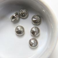 Swarovski 39ss Rivoli Sewon Settings in Crystal Silver Patina 6/12/36 Pieces RHODIUM SETTINGS jewelry making, embroidery materials, vintage