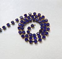 12 SS Rhinestone Chain Vintage Glass Pressed Chatons Royal Blue 3mm 1/2/5/15 Meters