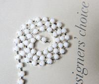 12 SS Rhinestone Chain Vintage Glass Chatons Opaque Chalk White Silver Plated (3mm) 1/2/5/15 Meters Wedding Cake Decoration Bouquet Supply