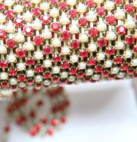 16ss Vintage Swarovski Rhinestone Chain Light Siam and Pearl (4mm) 0.5/1/2/5/15 Meters Wedding Bridal Supplies|Jewelry Making|Decoration