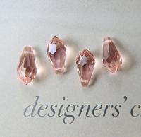 Vintage Czech Blush Rose crystal Drops 18x9 MM Fancy Crystal drops 3/12/36 Pieces