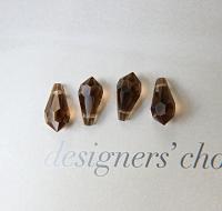 Vintage Czech Light Smoked Topaz crystal Drops 18x9 MM Fancy Crystal drops 3/12/36 Pieces