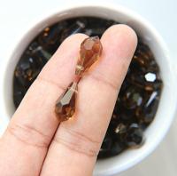 Vintage Czech Light Smoked Topaz crystal Drops 18x9 MM Fancy Crystal drops 3/12/36 Pieces
