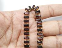 Swarovski Snake Baguette chain 7x3 mm in Burgundy (515) settings in Brass 0.5/1/2 Meters