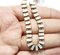 Swarovski Snake Baguette chain 7x3 mm in White Opal (234) settings in Brass 0.5/1/2 Meters Wedding Bridal Supplies|Jewelry Making|Decoration