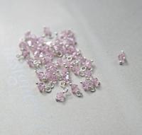 4mm Swarovski Rosaline crystal dangles in Sterling Silver wire wrapped- charms- drops- jewelry making 72/144/432/1000Pieces
