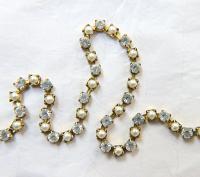 16ss Vintage Swarovski Rhinestone Chain in Crystal and Pearl (4mm) 0.5/1/2/5/15 Meters Wedding Bridal Supplies|Jewelry Making|Decoration