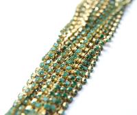 10 SS Rhinestone Chain Vintage Glass Pressed Chatons Light Emerald Opaque 2.8 mm 1/2/5/15 Meters vintage findings, strass chains, craft