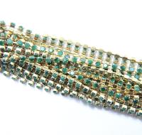 10 SS Rhinestone Chain Vintage Glass Pressed Chatons Light Emerald Opaque 2.8 mm 1/2/5/15 Meters vintage findings, strass chains, craft