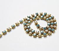 16ss Vintage Swarovski Rhinestone Chain in Aquamarine and Pearl (4mm) 0.5/1/2/5/15 Meters Wedding Bridal Supplies|Jewelry Making|Decoration