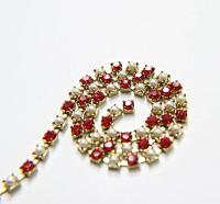 16ss Vintage Swarovski Rhinestone Chain Light Siam and Pearl (4mm) 0.5/1/2/5/15 Meters Wedding Bridal Supplies|Jewelry Making|Decoration