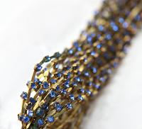 12 SS Vintage Fancy Rhinestone Chain Swarovski in Sapphire 3mm 0.5/1/2/5 Meters strass chains embroidery materials, wedding decorations