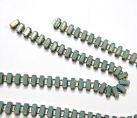 Swarovski Snake Baguette chain 7x3 mm in Pacific Opal (390) settings in Brass 0.5/1/2 Meters