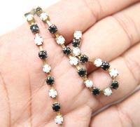 16 SS Rhinestone Chain Vintage Pressed Chatons in Chalk White & Black (4mm) 1/2/5/15 Meters